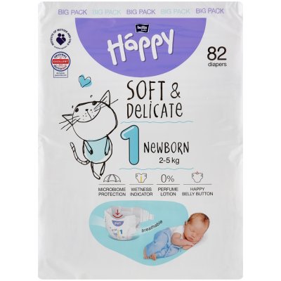 Bella Baby Happy Soft&Delicate 1 Newborn 2–5 kg 82 ks – Zbozi.Blesk.cz