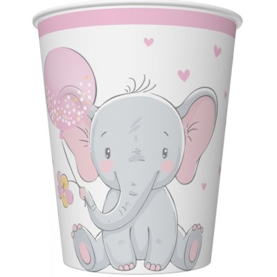 Pol-Mak Kelímek papírový PM 250ml Baby Elephant with pink Balloon 372081