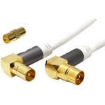 goobay goobay Kabel anténní TV, 135dB, 4x stíněný, IEC169-2, M-F (lomené, zlacené), 10m, + redukce M-M, bílý – Sleviste.cz