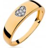 Prsteny iZlato Forever zlatý prsten se srdíčkem ozdobeným zirkony Bijanka IZ12070
