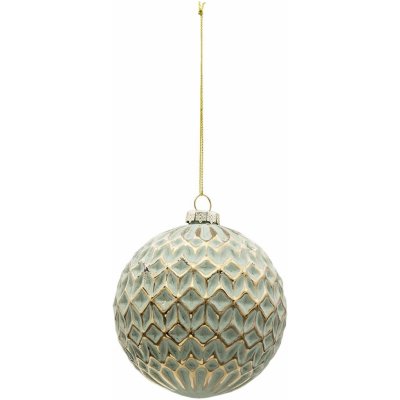 Clayre & Eef Vánoční ozdoba koule se zlatým vzorem 10 cm – Zboží Mobilmania