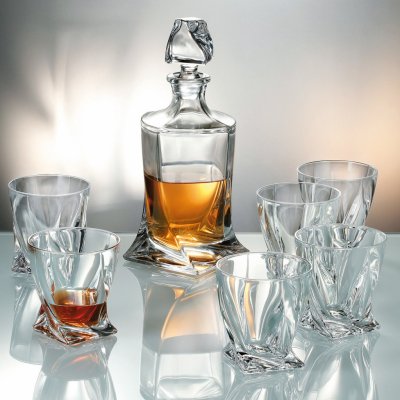 Crystalite Bohemia Whisky set Quadro (1 karafa + 6 sklenic) – Zboží Dáma