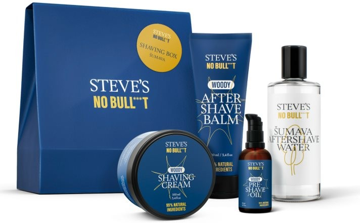 Steve\'s No Bull***t Sandalwood krém na holení 100 ml + balzám po holení 100 ml + olej před holením 50 ml + Šumava voda po holení 100 ml