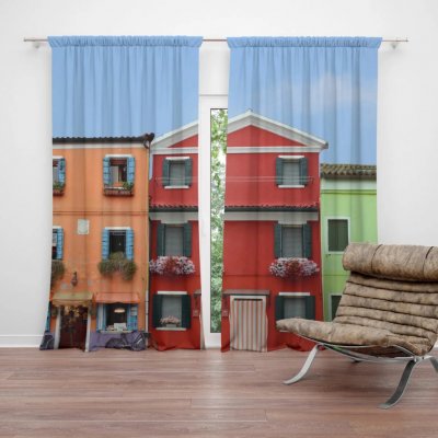 Sablio Závěs Domky: 2ks 140x250cm – Hledejceny.cz