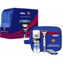 Gillette Mach3 FC Barcelona Holicí strojek Mach3 + náhradní hlavice Gillette Mach3 5 ks + Zklidňující gel na holení Mach3 Extra Comfort Shave Gel 75 ml dárková sada