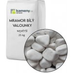 Kameny.cz Okrasné kameny mramor bílý valounky Vyberte si balení: 25 kg, Vyberte si velikostní frakci: Největší – Zboží Dáma
