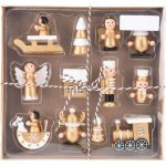 Home Styling Collection Sada dřevěných vánočních ozdob 12 ks béžové – Zboží Mobilmania