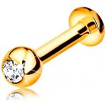 Šperky eshop Labret do rtu, brady a nad ret ze zlata kulička se zirkonem, GG184.23 – Sleviste.cz