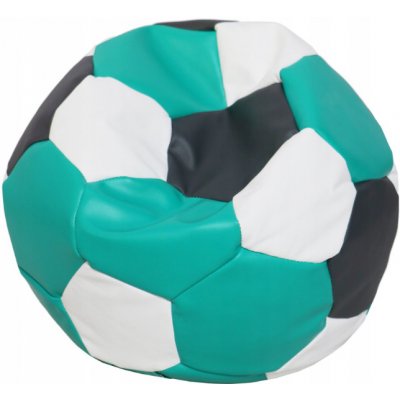 Fitmania Fotbalový míč XXL + podnožník vzor 35 ČERNO TYRKYSOVO BÍLÁ – Zboží Dáma