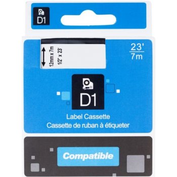 PRINTLINE kompatibilní páska s DYMO, 45020 S0720600, 12mm,7m, bílý tisk/trans. podklad, D1 PLTD02