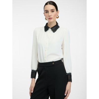 Orsay Krémová dámská košile s kontrastním límečkem Dámské bílá – Zboží Dáma
