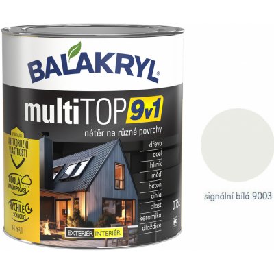 Balakryl MultiTOP 9 v 1 barevný email 0,75 l signální bílý polomatný – Sleviste.cz