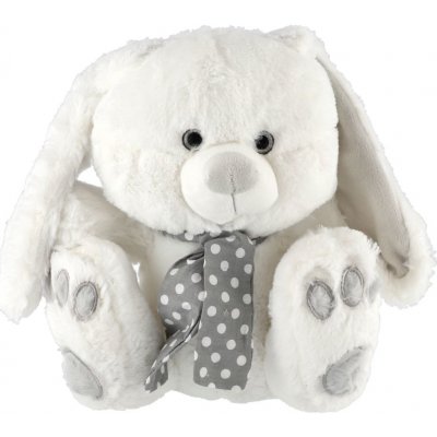 Teddies Zajíc/Zajíček sedící se šátkem bílý 30 cm