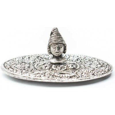 Ancient Wisdom Stojánek na vonné tyčinky a františky Buddhova hlava stříbrná barva – Hledejceny.cz