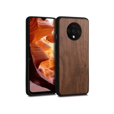 Pouzdro Kwmobile Dřevěné OnePlus 7T tmavě hnědé