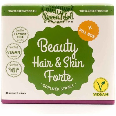 GreenFood Beauty Hair & Skin Forte + Pillbox Kyselina Hyaluronová 60 kapslí Beauty Hair & Skin 60 kapslí