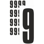 Čísla samolepící 9 černá samolepící vinylová fólie 15 mm písmo - aršík 36 ks – Zboží Dáma