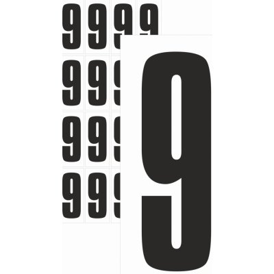 Čísla samolepící 9 černá samolepící vinylová fólie 15 mm písmo - aršík 36 ks – Zboží Dáma
