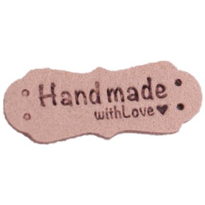 Pro Háčkování Hand Made koženková cedulka se srdíčkem 15x40 mm lososová – Hledejceny.cz
