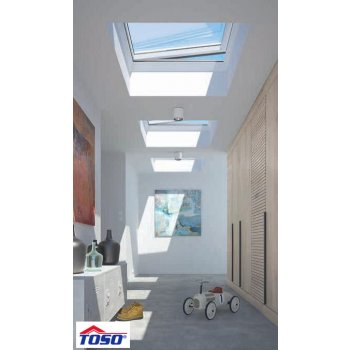 TOSO Elektricky otevíratelný světlík pro ploché střechy 80x80 cm