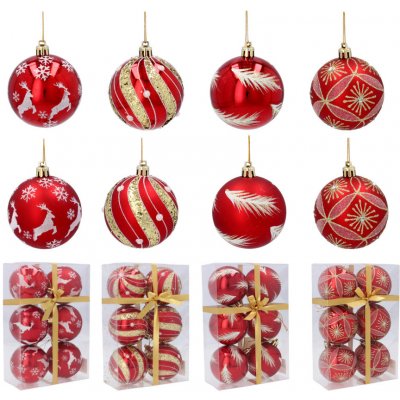 Aga Vánoční baňky 7cm 6ks Červené Sněhové vločky – Zboží Dáma