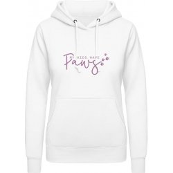 AWDis Hoodie mikina Design Moje děti mají tlapky Arktická bílá