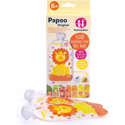 Petite&Mars kapsička na jídlo Papoo Original Lion 6 ks – Zboží Dáma