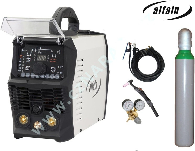 Alfain Perun 160 T HF PULSE + kabely 25/3m + Tig hořák + ventil + lahev
