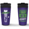 Hrnek a šálek CurePink Nerezový cestovní hrnek DC Comics The Joker Straight Outta Arkham objem fialový MTM25370 450 ml