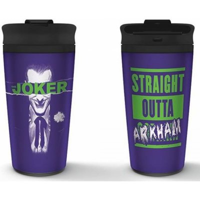 CurePink Nerezový cestovní hrnek DC Comics The Joker Straight Outta Arkham objem fialový MTM25370 450 ml – Hledejceny.cz