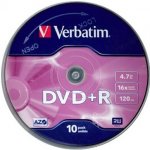 Verbatim DVD+R 4,7GB 16x, Advanced AZO+, cakebox, 10ks (43498) – Zboží Živě