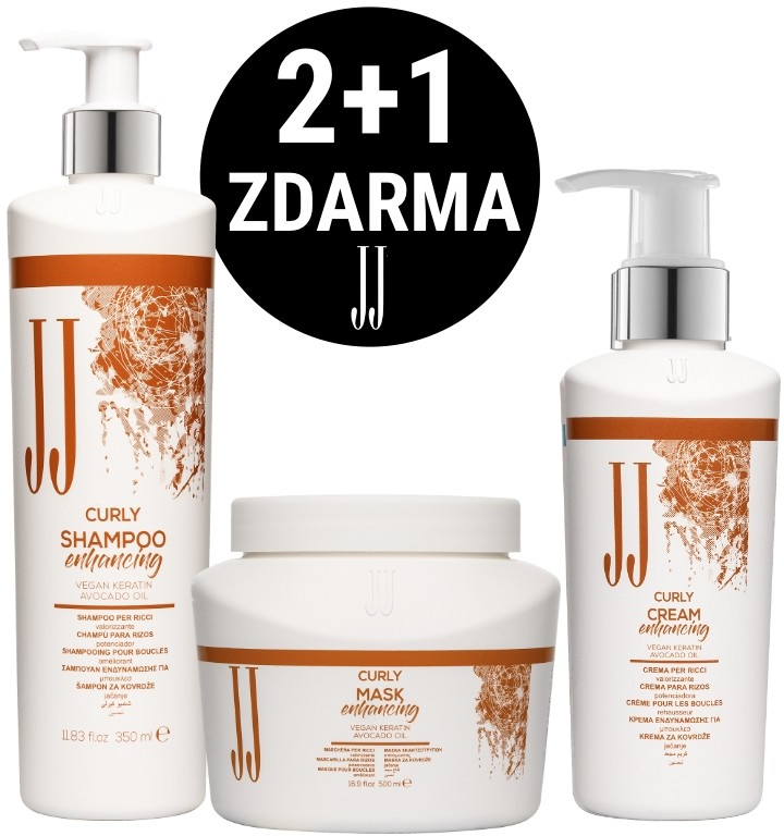 JJ Curly šampón 350 ml + maska 500 ml + krém 150 ml pro vlnité vlasy