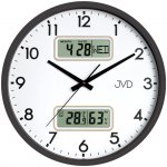 Nástěnné hodiny Q JVD černé, datum, teplota DH239.2 – Zboží Mobilmania