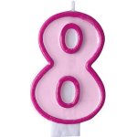 PartyDeco Narozeninová svíčka s číslem 8 růžová – Zboží Dáma
