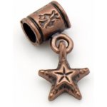 Kovový korálek se širokým průvlekem a s přívěskem - hvězda, barva red copper 1ks – Zboží Mobilmania