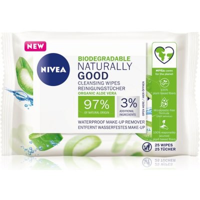 Nivea Naturally Good čistící pleťové ubrousky 25 ks