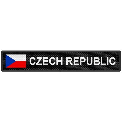Nášivka ČESKÁ REPUBLIKA s vlaječkou, černá, bílý text – Hledejceny.cz