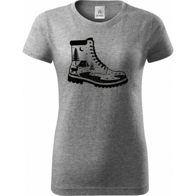 Dobrodružná bota, černý potisk Dámské tričko Basic – Sleviste.cz
