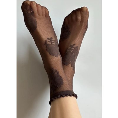 Veneziana Krajkované silonkové ponožky fanny cappuccino