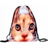 Vaky na záda Who cares plátěný s 3D potiskem hnědá kočka F27581
