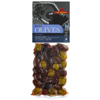 Ilida Mix zelených a černých oliv oregánem s peckou 150 g – Zboží Dáma
