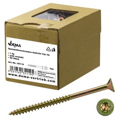 DEMA Šrouby do dřevotřísky částečný závit 6x90/54 T30, 1 kg 35119D – Sleviste.cz