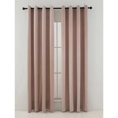 MKLuzkoviny.cz Sametové zatemňovací závěsy Cesar pudrové - 140 x 160 cm (2ks) - kroužky – Zboží Mobilmania