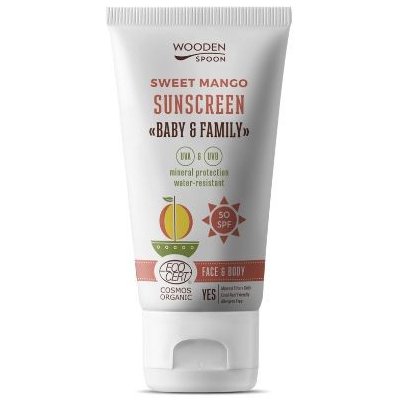WoodenSpoon Wooden Spoon opalovací tělové mléko Mango Baby & Family SPF50 150 ml – Zboží Mobilmania