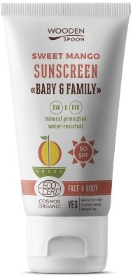 WoodenSpoon Wooden Spoon opalovací tělové mléko Mango Baby & Family SPF50 150 ml