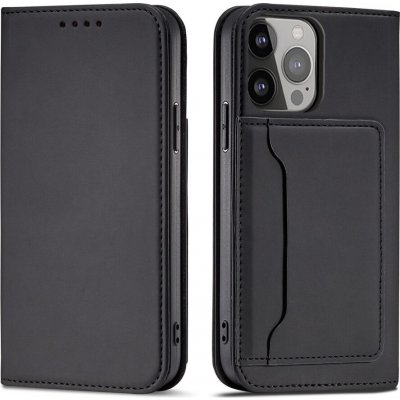 Hurtel Magnetický kryt s kartou pro iPhone 13 Pro, pouzdro s kartou, peněženka, držák karet, černý – Zboží Mobilmania