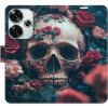 Pouzdro a kryt na mobilní telefon Xiaomi iSaprio s kapsičkami na karty - Skull in Roses 02 - Xiaomi Poco F6