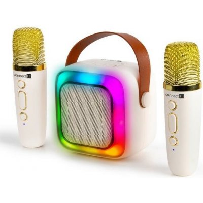 CONNECT IT | LED RGB Reproduktor s bezdr. mikrofony 2Mic 5W 1200 mAh + 2x 400 mAh krém. zlatá | CSP 1010 BG – Zbozi.Blesk.cz