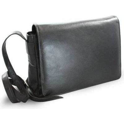 Černá kožená klopnová kabelka 213-7320-60 – Zboží Mobilmania