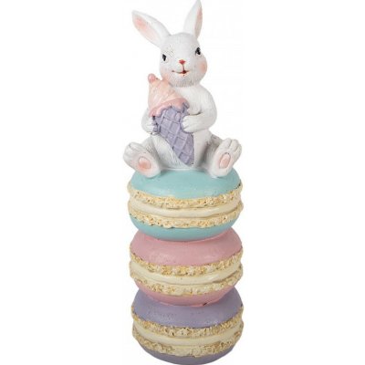 Clayre & Eef Dekorace bílý králík sedící na makronkách - 7*7*20 cm – Hledejceny.cz